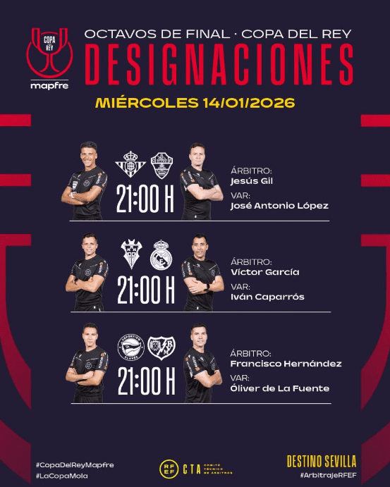 Ya hay árbitro para el partido de Copa del Rey